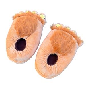 Hairy Feet Monster Sasquatch Cartoon Funny Gag Gift Soft Plush Slippers Like New